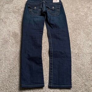 TRUE RELIGION INDIGO BLUE "BILLY" LOW RISE SLIM CUT DENIM